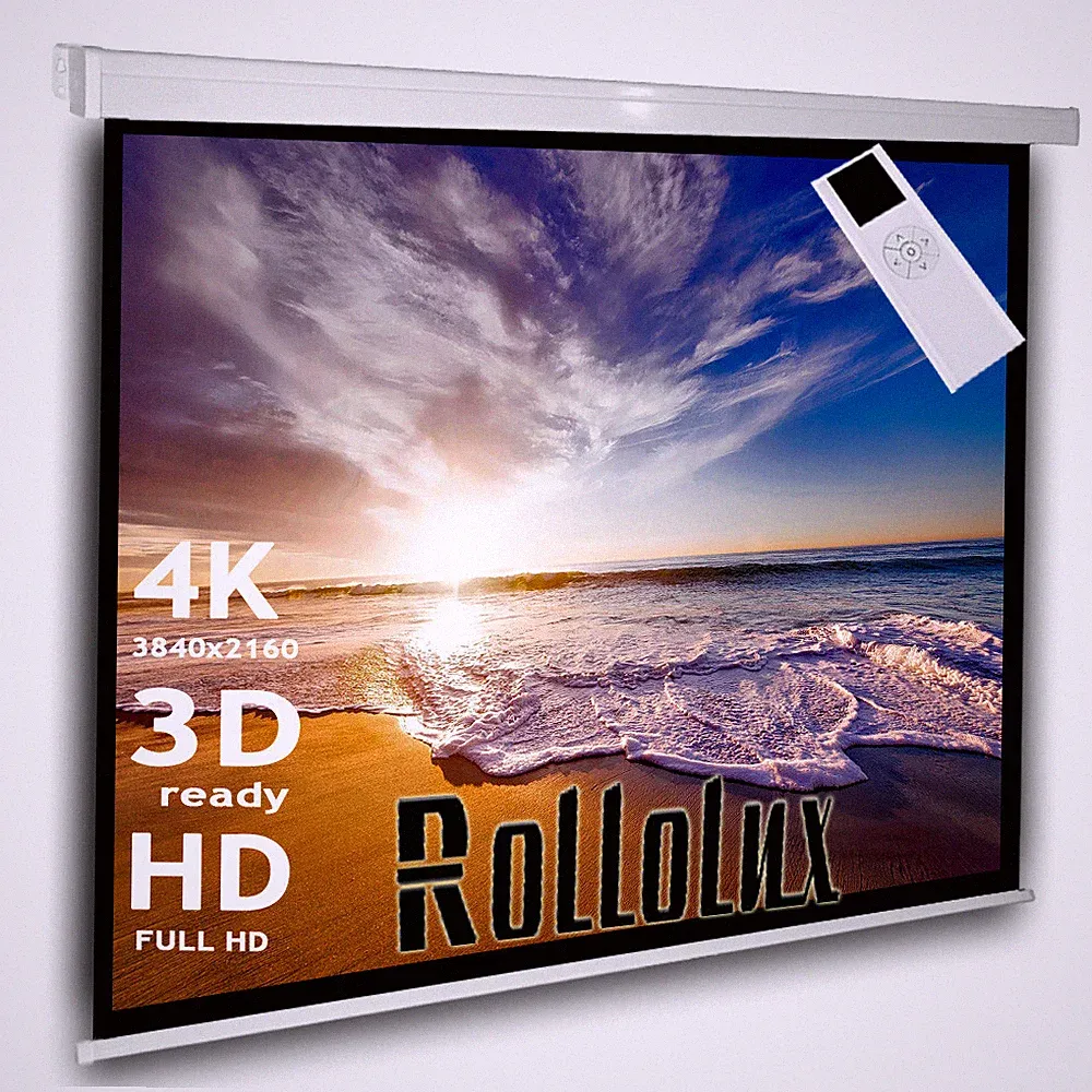 Rollolux Heimkino Beamer Motorleinwand 180 x 180 cm 1:1 4:3 16:9 HDTV 3D 4K 98"