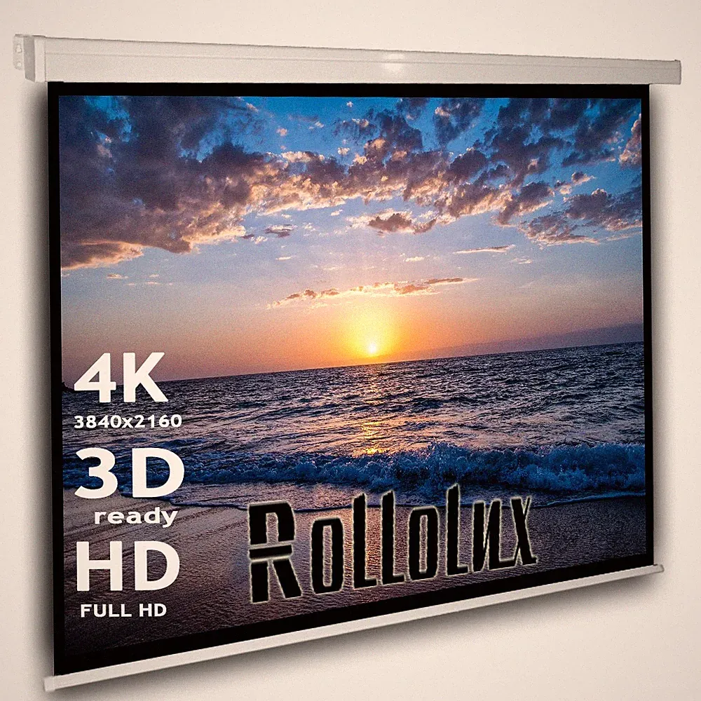 Rollolux Heimkino Beamer Rollo Leinwand 180 x 180 (176x176)cm 1:1 98" HDTV 4K
