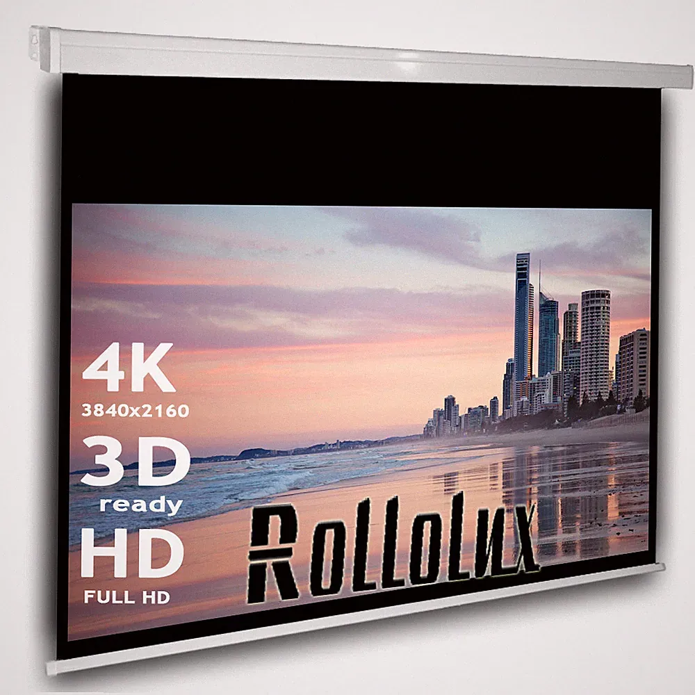 Rollolux Heimkino Beamer Rolloleinwand 180 x 140 (174x98)cm 16:9 HDTV 4K 3D 79"