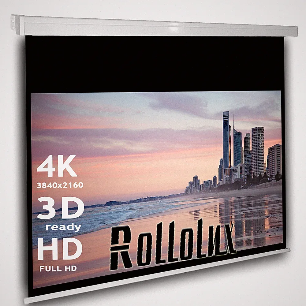 Rollolux Heimkino Beamer Rolloleinwand 200 x 159 (194x109)cm 16:9 HDTV 3D 4K 88"