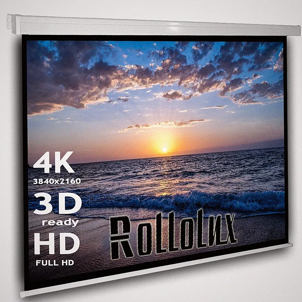 Rollolux Heimkino Beamer Rolloleinwand 220 x 220 cm 1:1 4:3 16:9 HDTV 3D 4K 119"