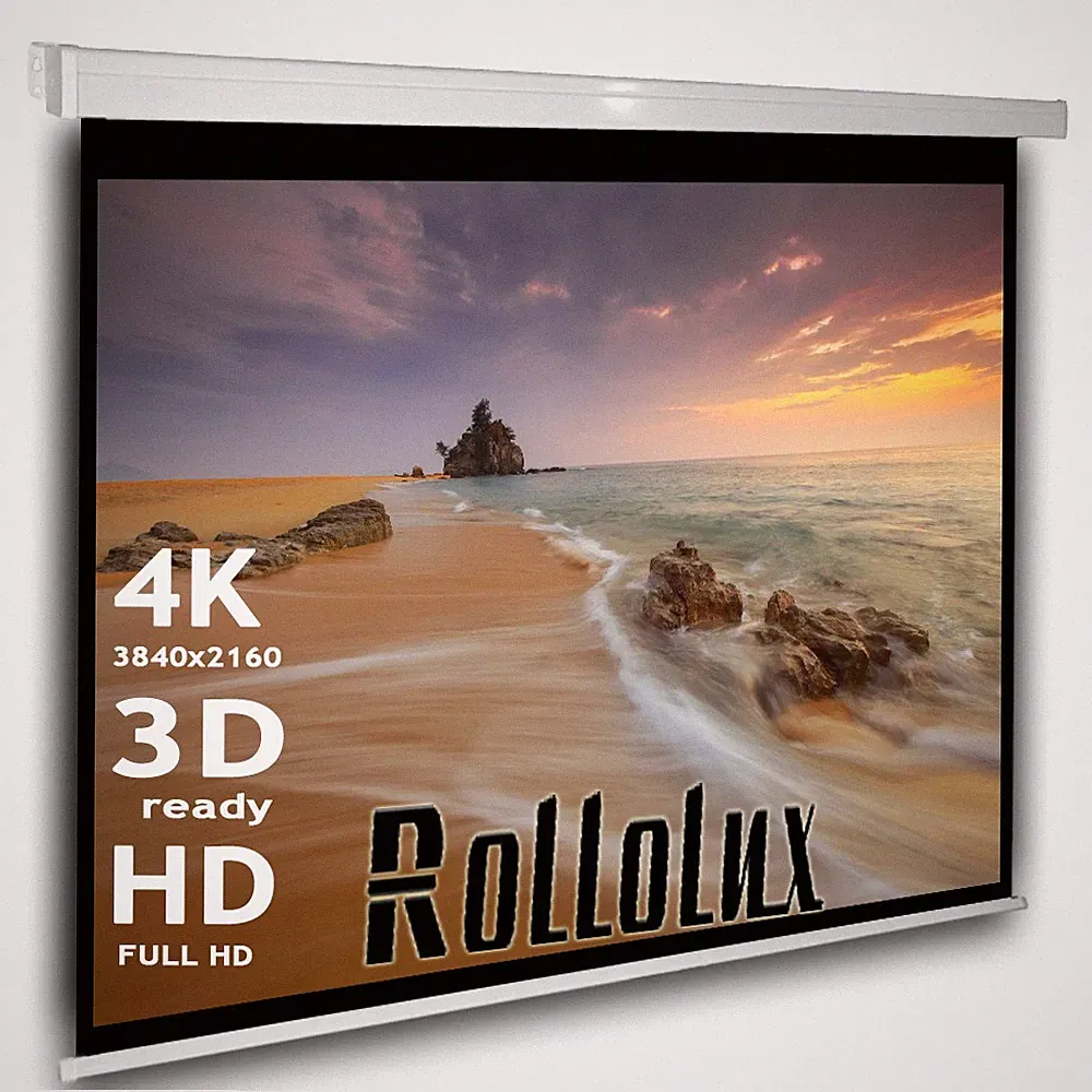 Rollolux Heimkino Beamer Rolloleinwand 244 x 200 (238x178)cm 4:3 HDTV 3D 4K 117"