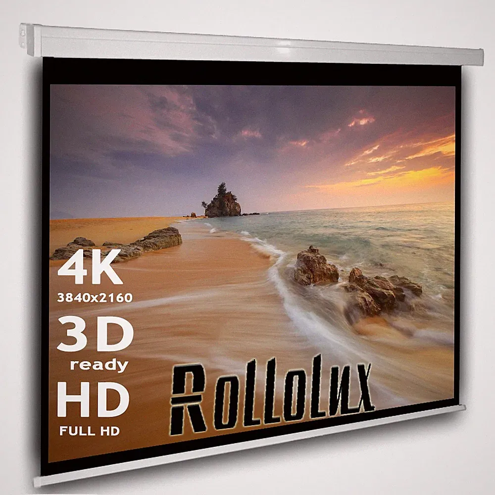 Rollolux Heimkino Beamer Rolloleinwand 274 x 224 (268x200)cm 4:3 HDTV 3D 4K 132"