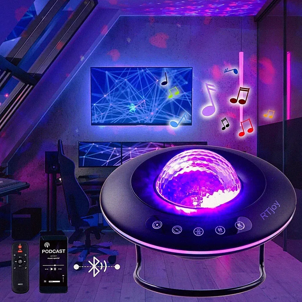 RTjoy UFO Galaxy Projektor, LED Stern Projektionslicht, Nebellampe, Bluetooth Sp
