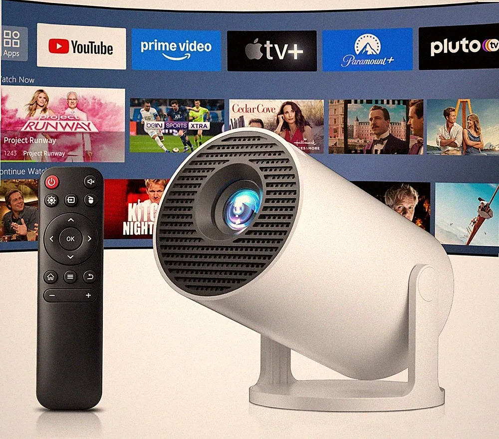 Salange Mini Beamer Unterstützt 4K, Android 14 mit Apps 5G WiFi 6 1080P | Smart
