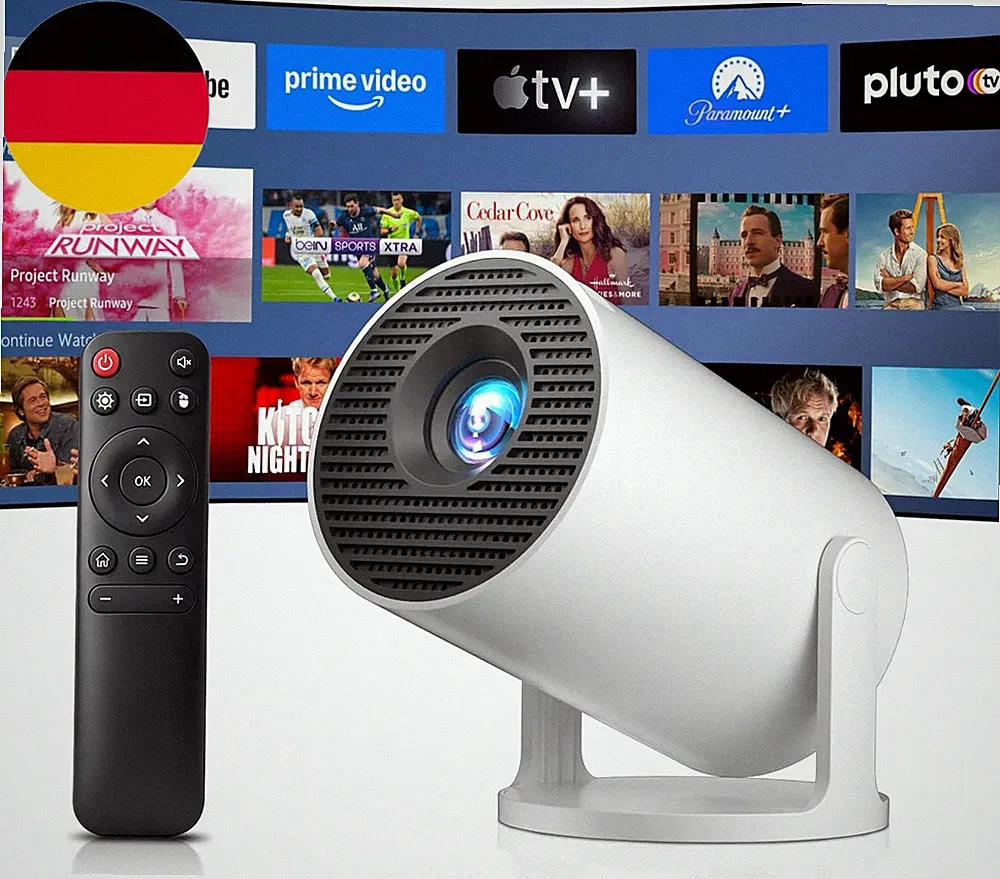Salange Mini Beamer Unterstützt 4K, Android 14 Mit Apps,Smart Projektor Tragbare