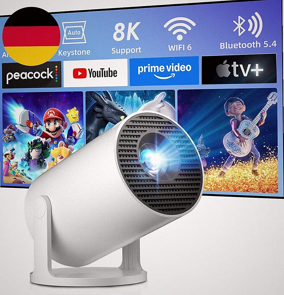 Salange Mini Beamer,Unterstützt 4K Mini Projektor Wifi 6 Bt5.4,Projektor Android