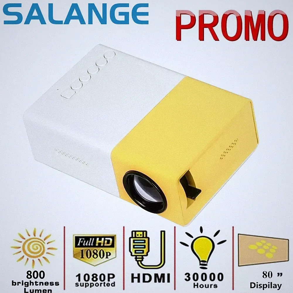 Salange YG300 Mini LED Projektor Yg300 aktualisierte Version 600 Lumen 320x240P