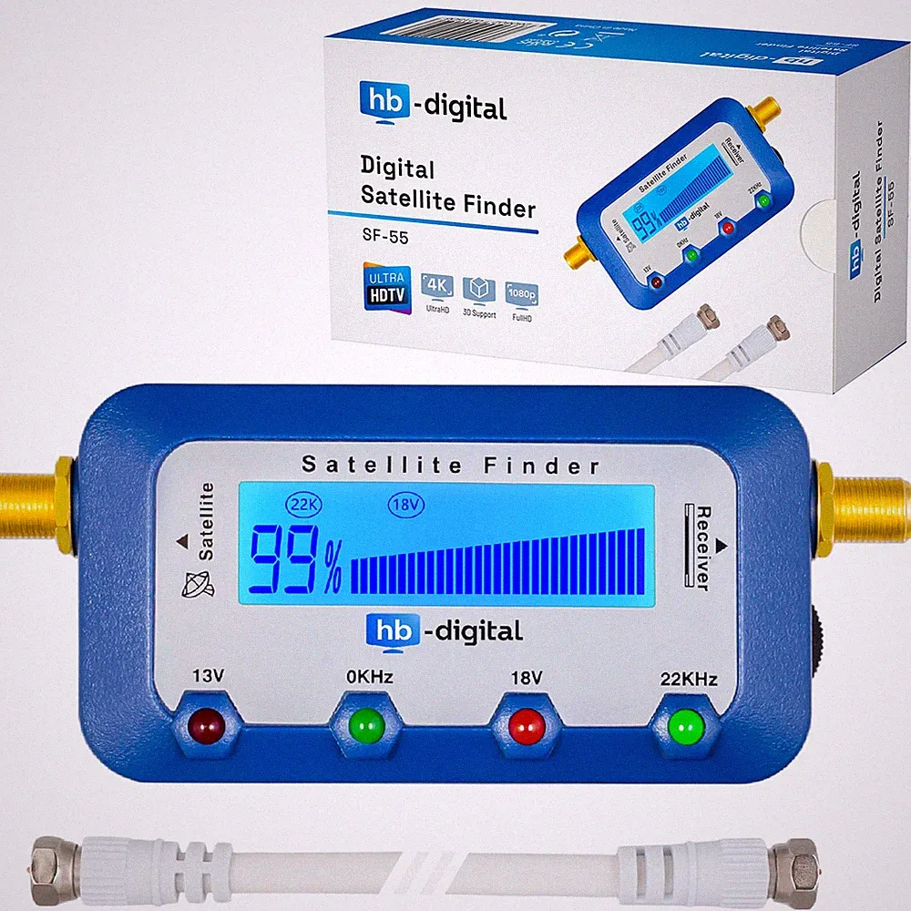 Satfinder Digital sat finder Messgerät SF-55 LCD Display TON HDTV 4K UHD Zubehör