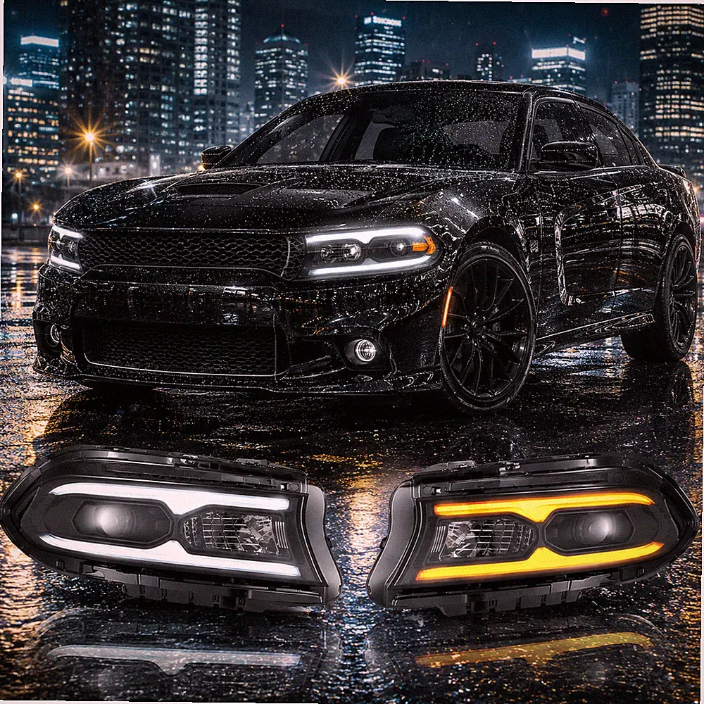 Scheinwerfer für Dodge Charger 2015-2023 Voll-LED DRL Startup Animation Set