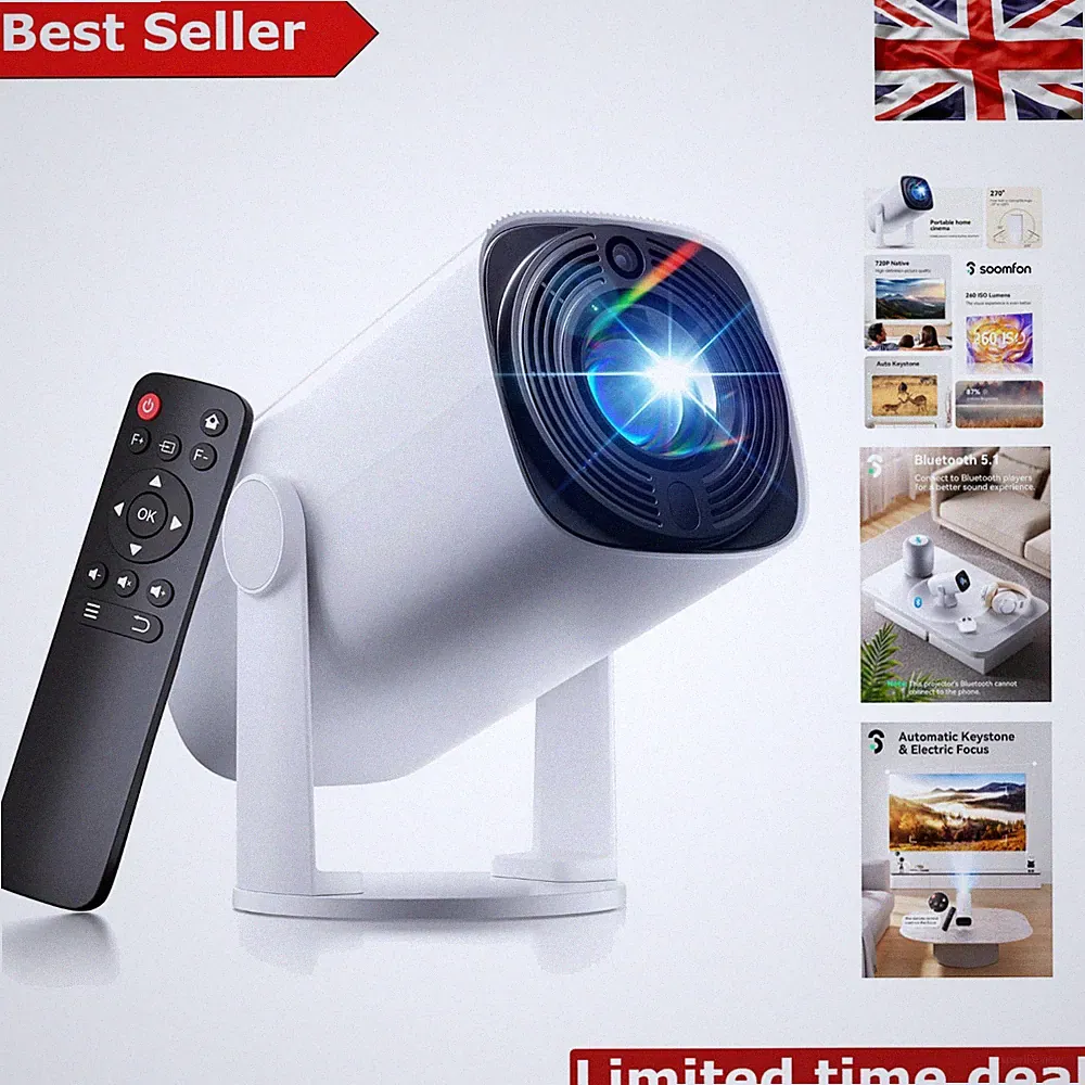 SK1 Mini Bluetooth Projektor - Tragbarer 1080P HD Projektor mit integriertem Lautsprecher