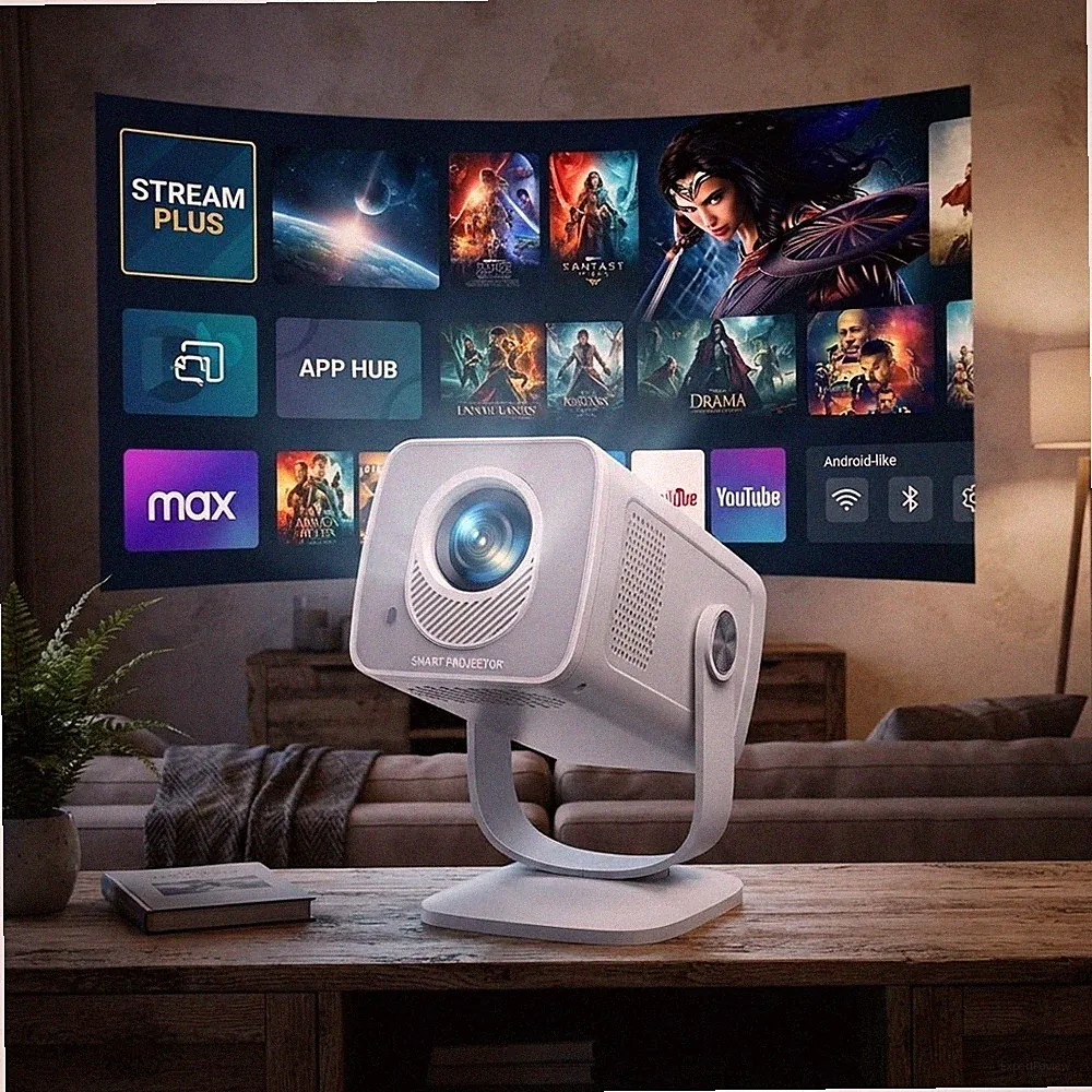 Smart 4K Mini Projektor mit Kurzdistanz und Auto Keystone - Perfekt für Zuhause