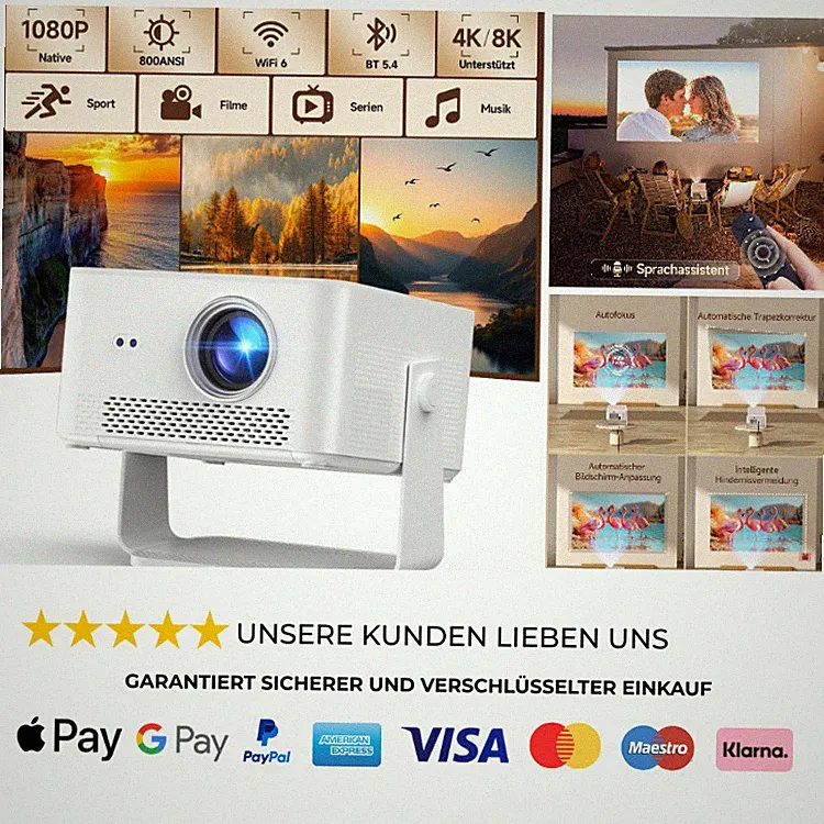 Smart Beamer 4K 800ANSI 1080P Projektor Android 1