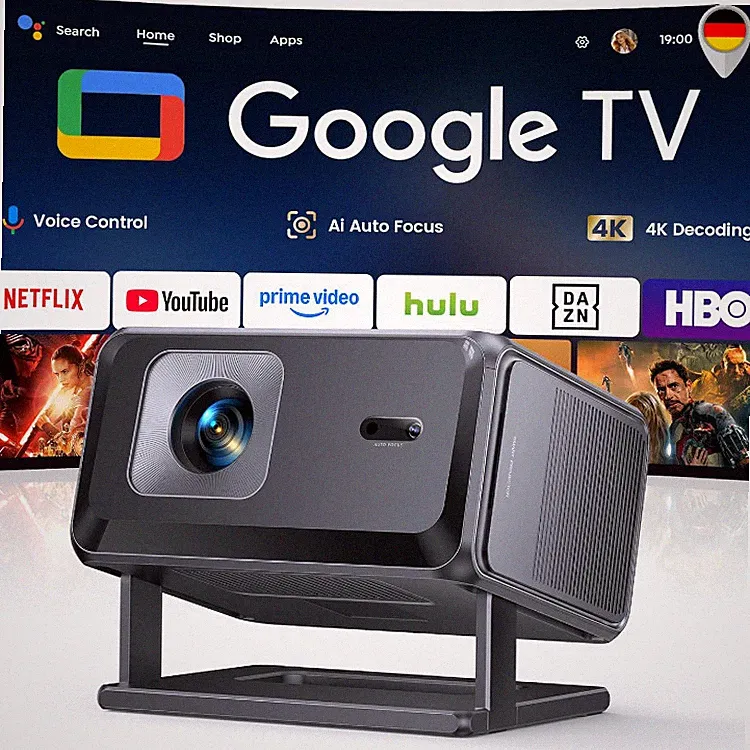 Smart Beamer 4K Google TV Apps WiFi Bluetooth Tragbarer Projektor