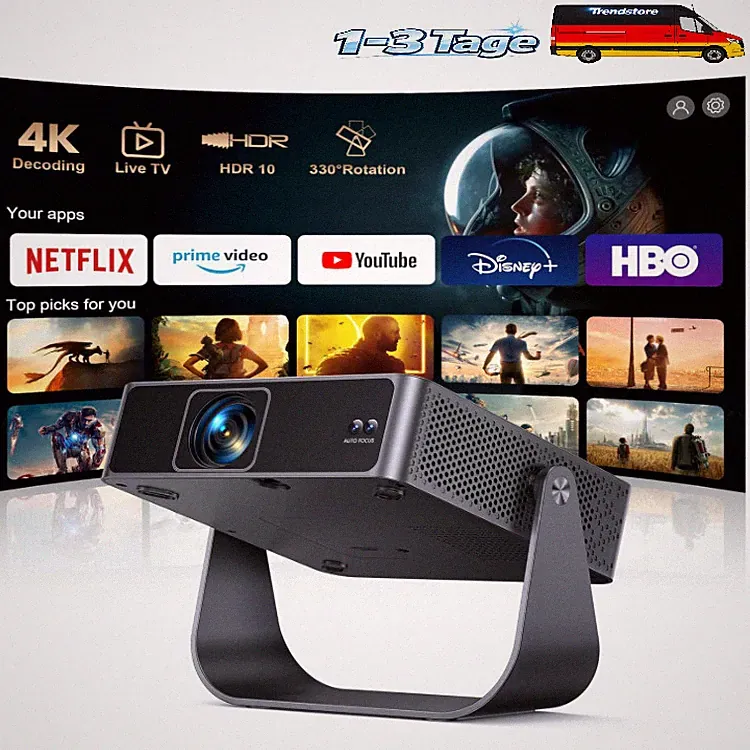 Smart Beamer 4K Mini Projektor 330 Drehbar 1080P Full