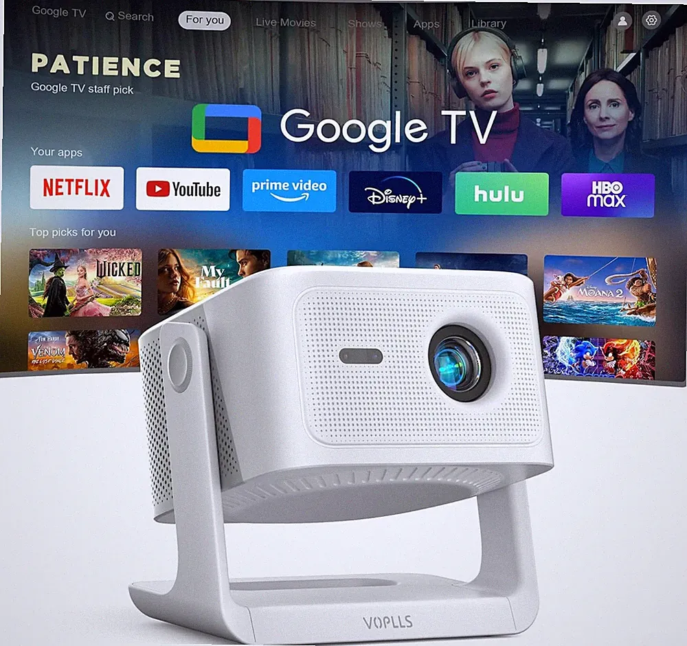 Smart Beamer 4K mit Google TV, 1200 ANSI Lumen, Autofokus, WLAN 6, VOPLLS, Dolby
