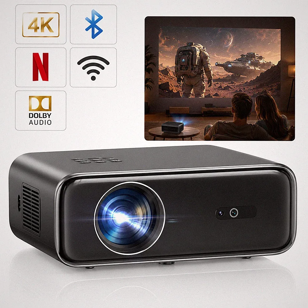 Smart Beamer 4K Netflix Dolby Audio WLAN Bluetooth Autofokus Projektor Full HD