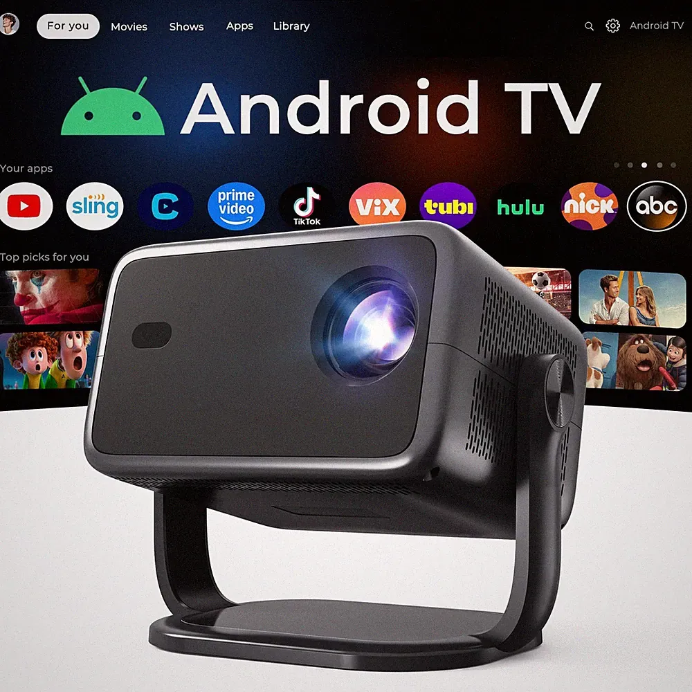 Smart Beamer 4K Unterstützung KI Sprachsteuerung Android 14 800 ANSI Lumen