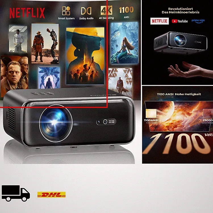 Smart Beamer 4K WiMiUS P62 Pro 1100 ANSI Lumen 6D