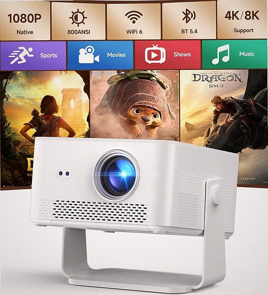 Smart Beamer HY450MAX 4K 800 ANSI Lumen Native 1080P WLAN 6 Bluetooth Weiß