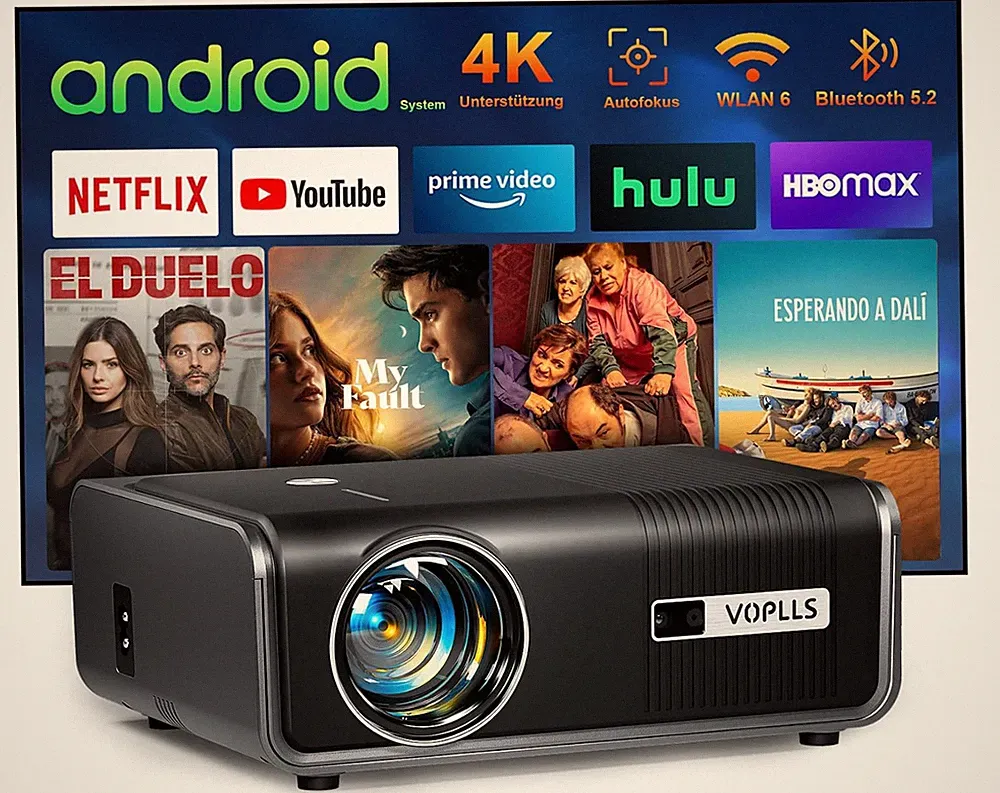 Smart Beamer【Integrierte Apps/Autofokus Keystone 】 Full HD 1080P 25000L Beamer 4