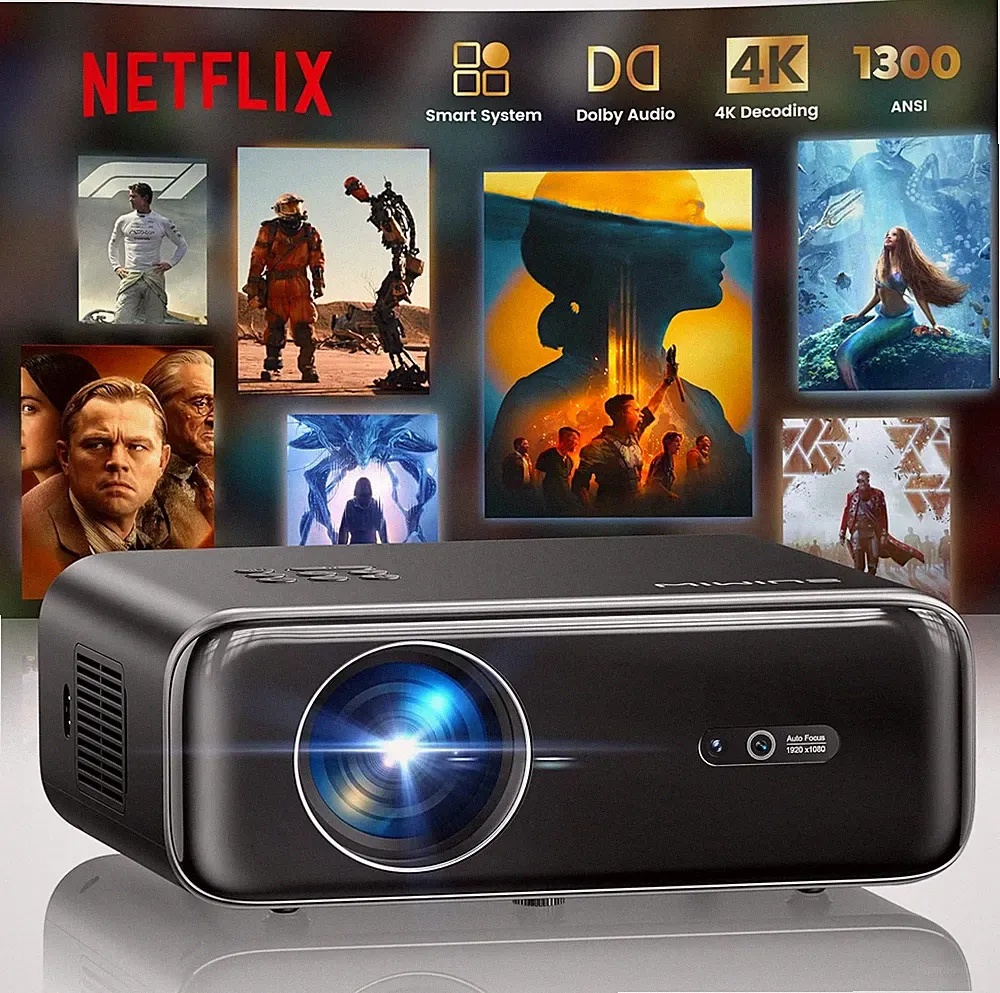Smart Beamer, Jetzt Mit Netflix, Dolby Audio, Wimius 1300 ANSI Autofokus/6D Trap