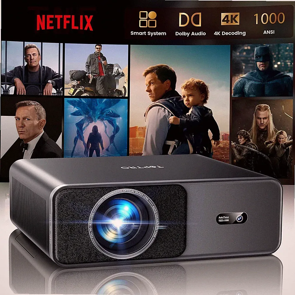 Smart Beamer [Kompatibel Mit Netflix & 20W Dolby Audio] 1000 ANSI Autofokus & 6D