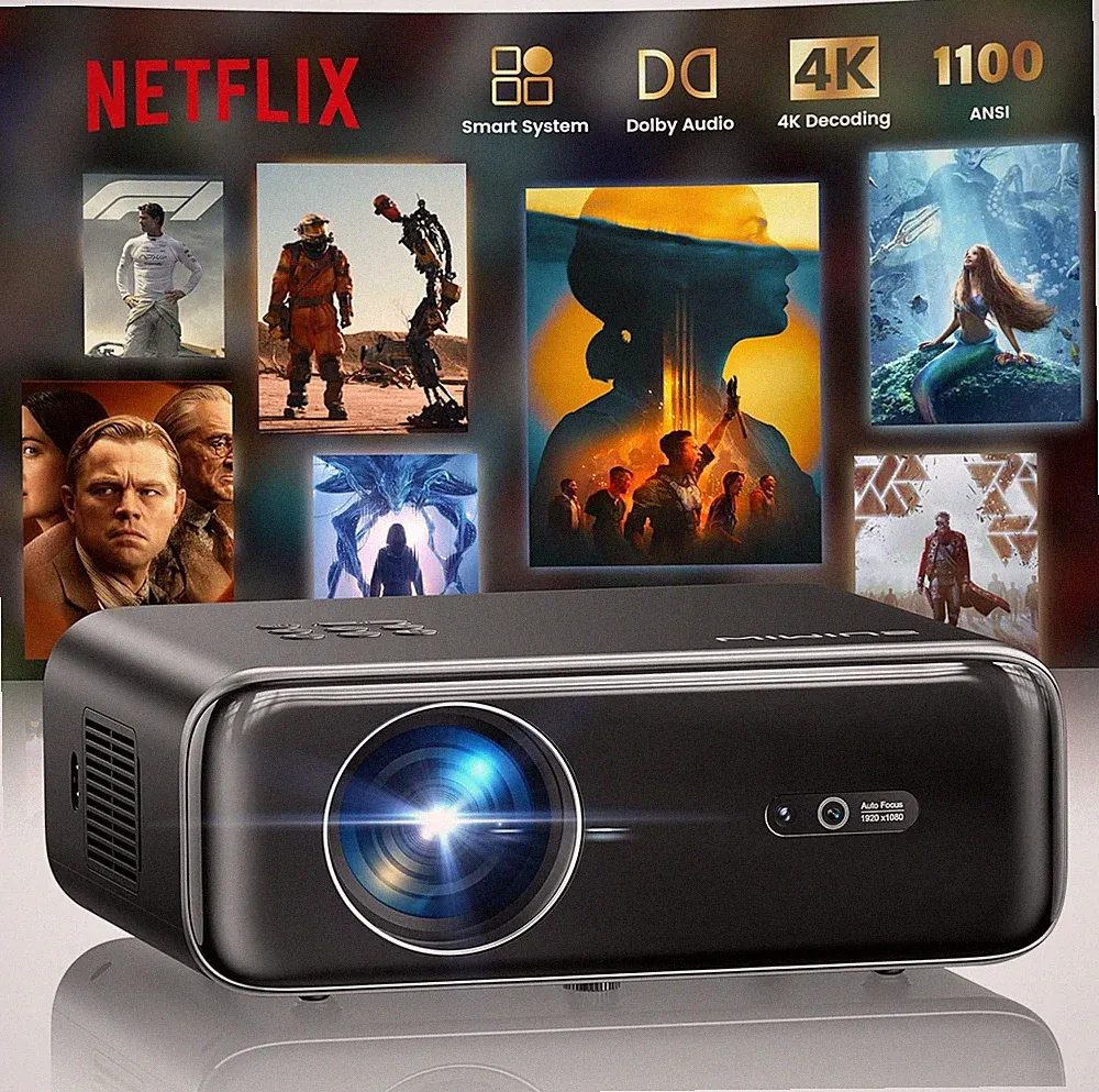 Smart Beamer Netflix Dolby Audio 1100 ANSI 4K Projektor WiFi Bluetooth