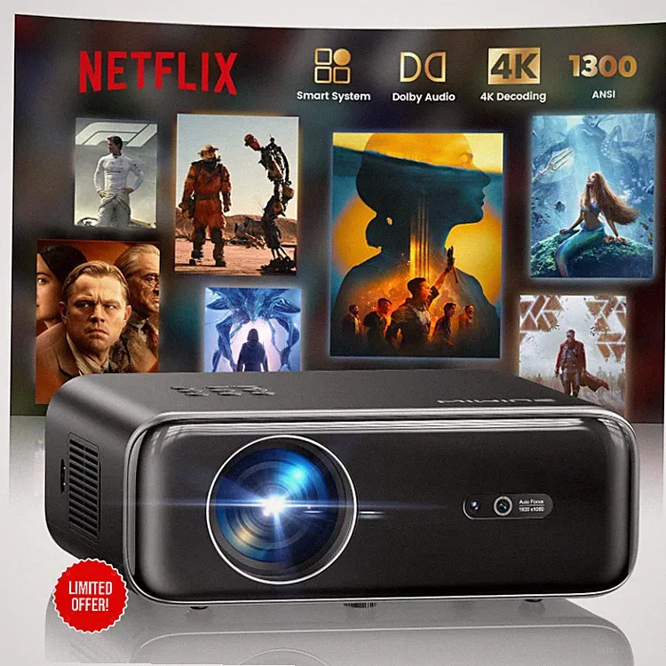 Smart Beamer P62 Pro 4K WiFi Bluetooth 1300 ANSI Lumen