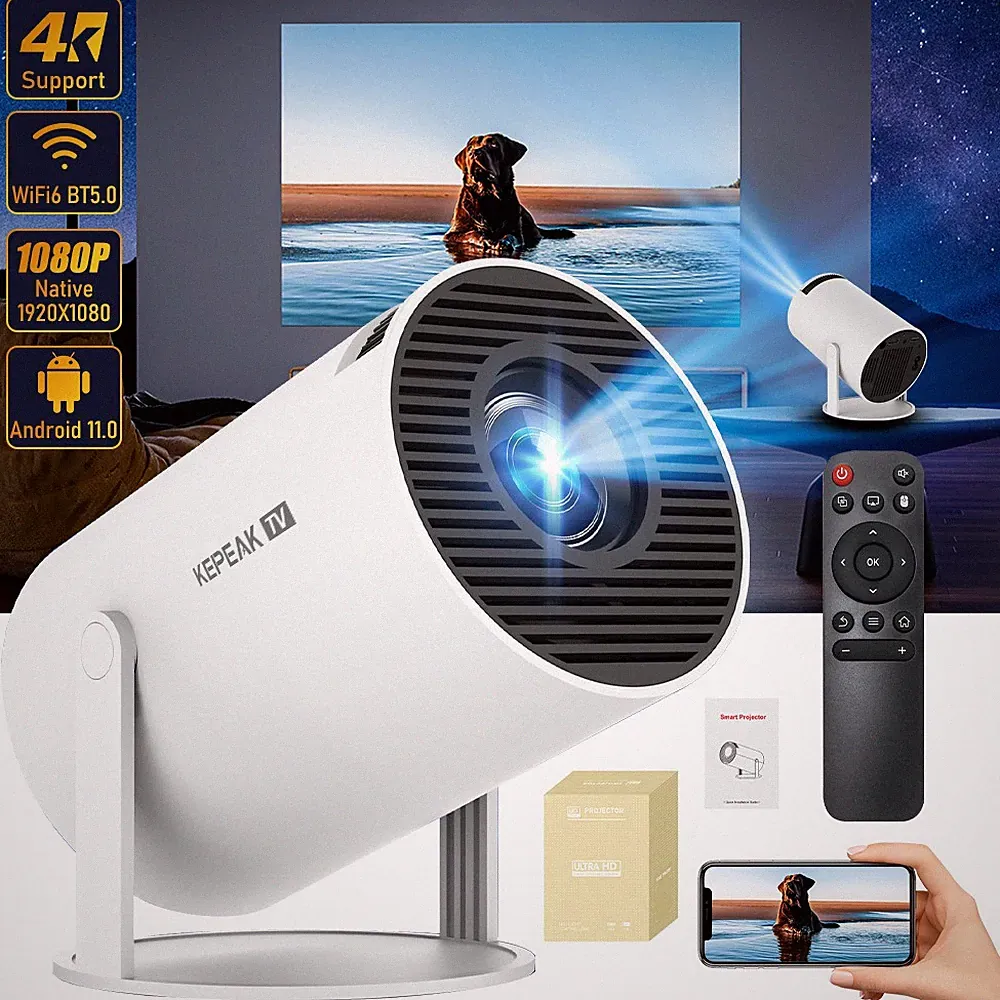 Smart Beamer Projektor Heimkino 4K UHD LED WiFi Bluetooth USB HDMI Android TV