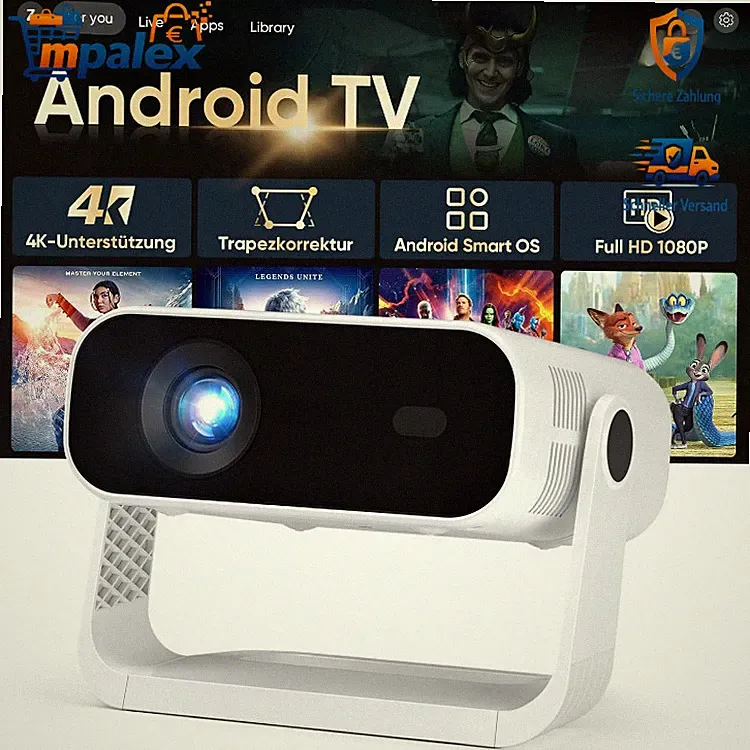 Smart Mini Beamer 4K Full HD 1080P Android 14 WiFi6 Bluetooth52