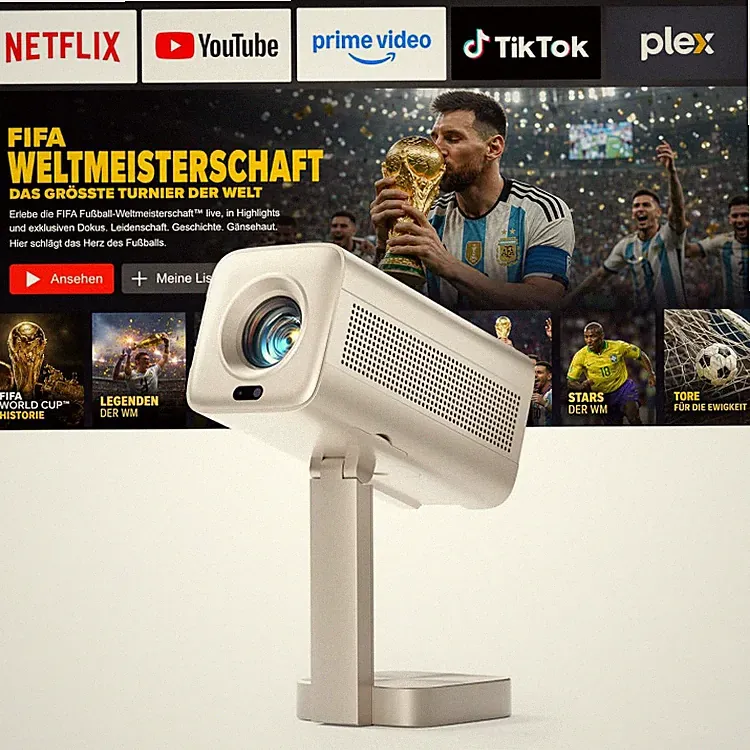 Smart Mini Beamer 4K VOPLLS WiFi6 Bluetooth 28000 Lumen 21