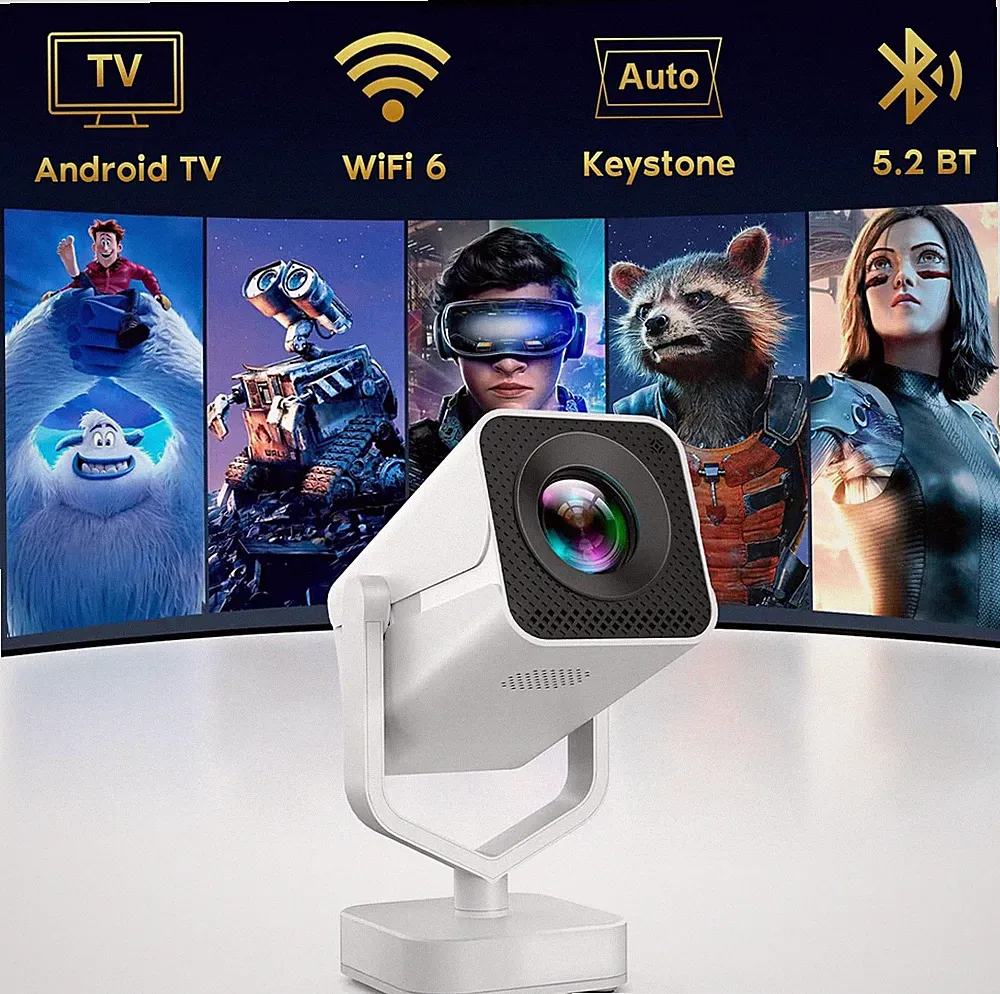 Smart Mini Beamer Android 11, Unterstützt 4K 1080P, Beamer Klein Projektor Tragb