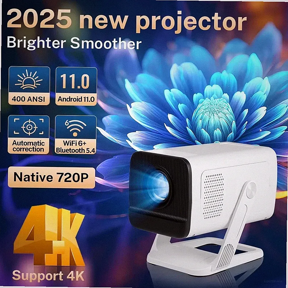 Smart Mini Projektor Android TV WiFi6 BT5.4 4K-fähig Short Throw 1080P Full HD