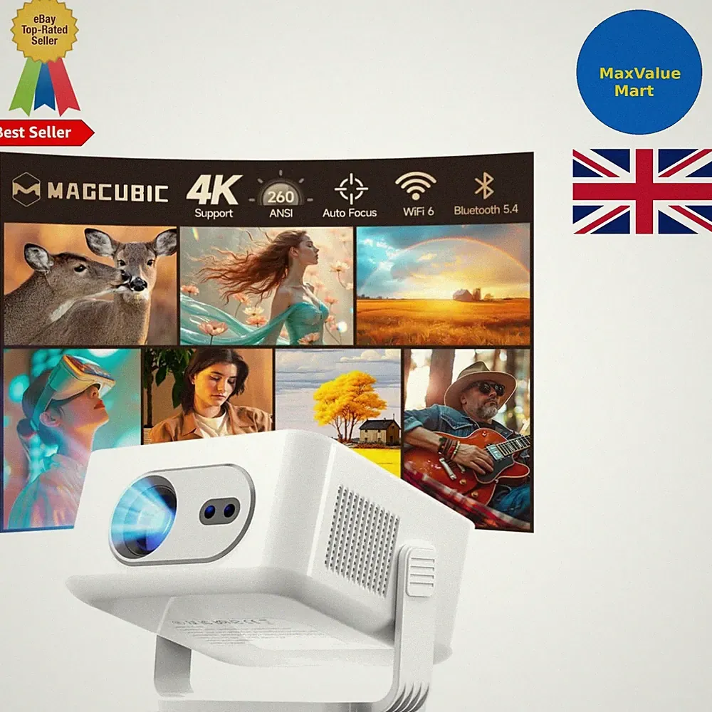 Smart Mini Projektor mit kabellosem Streaming & sofortiger Einrichtung für Filme & Spiele