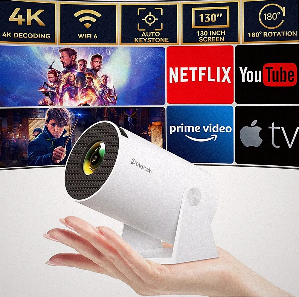 Smart Outdoor Beamer mit Android OS 11, 180° drehbar, 4k Full HD1080P