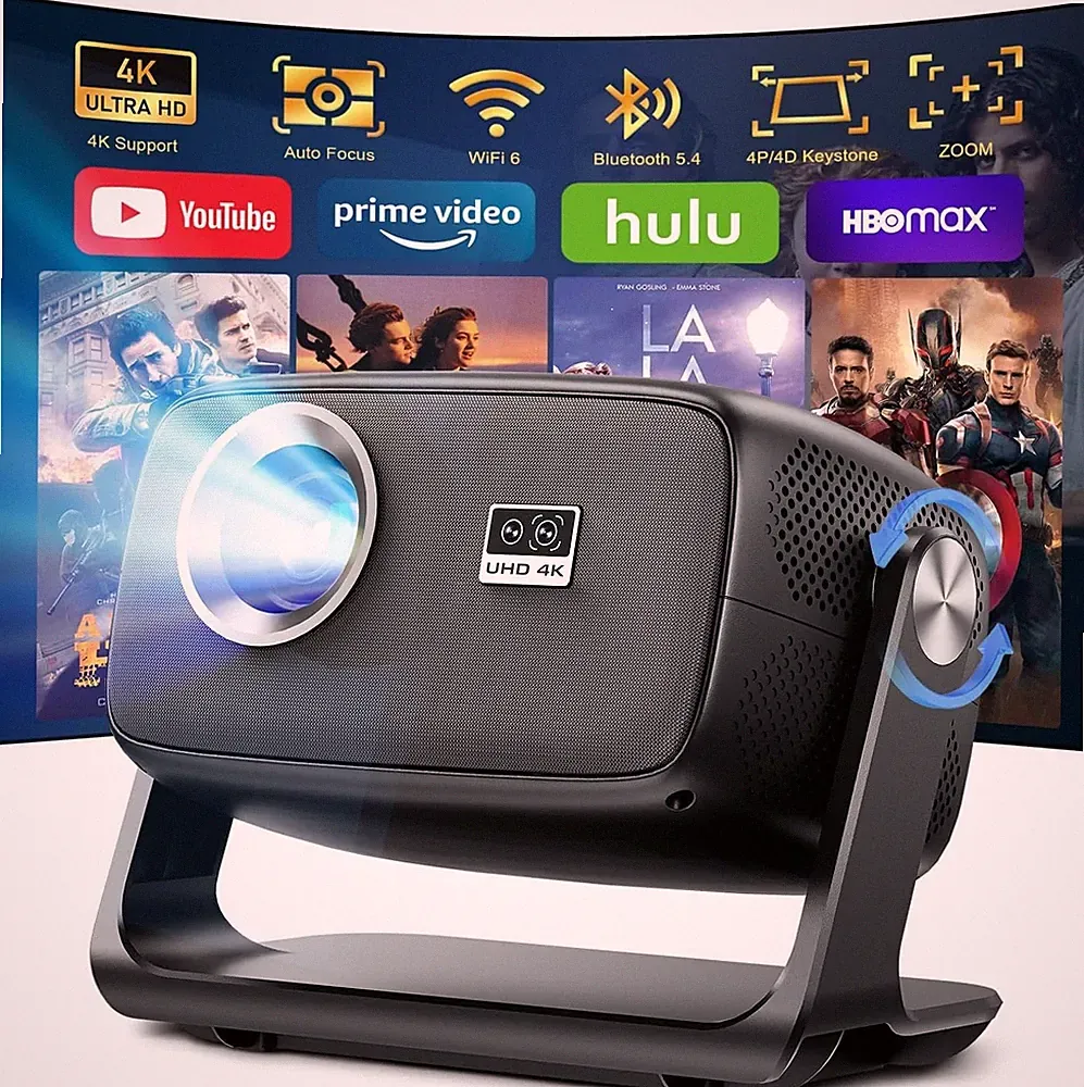 Smart Projector 4K Beamer für Heimkino mit Android 14.0, 30000 Lumen, Autofokus