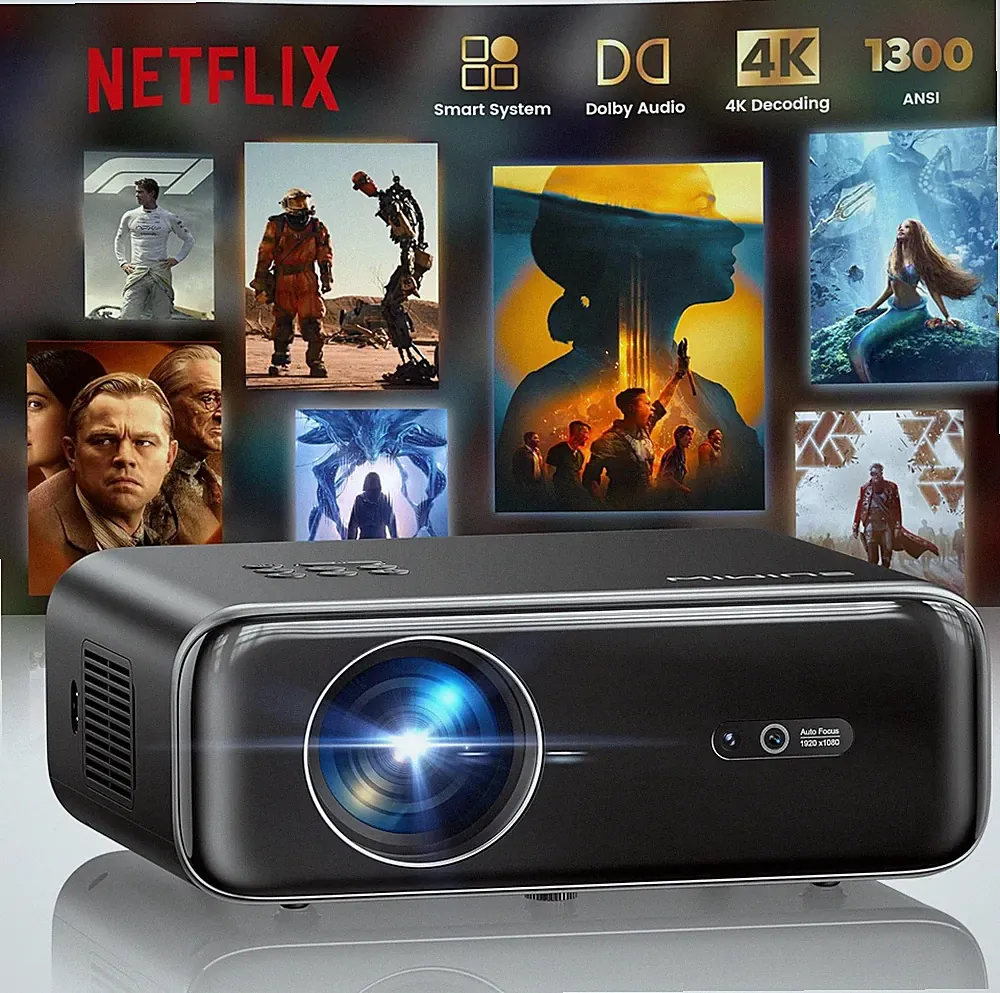 Smart Projektor 4K Dolby WiFi 6 1300 ANSI 130 cm