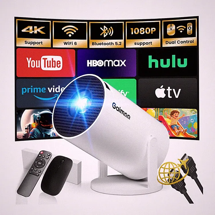Smart Projektor 4K Full HD 1080p mit WiFi 6 Bluetooth 5.2