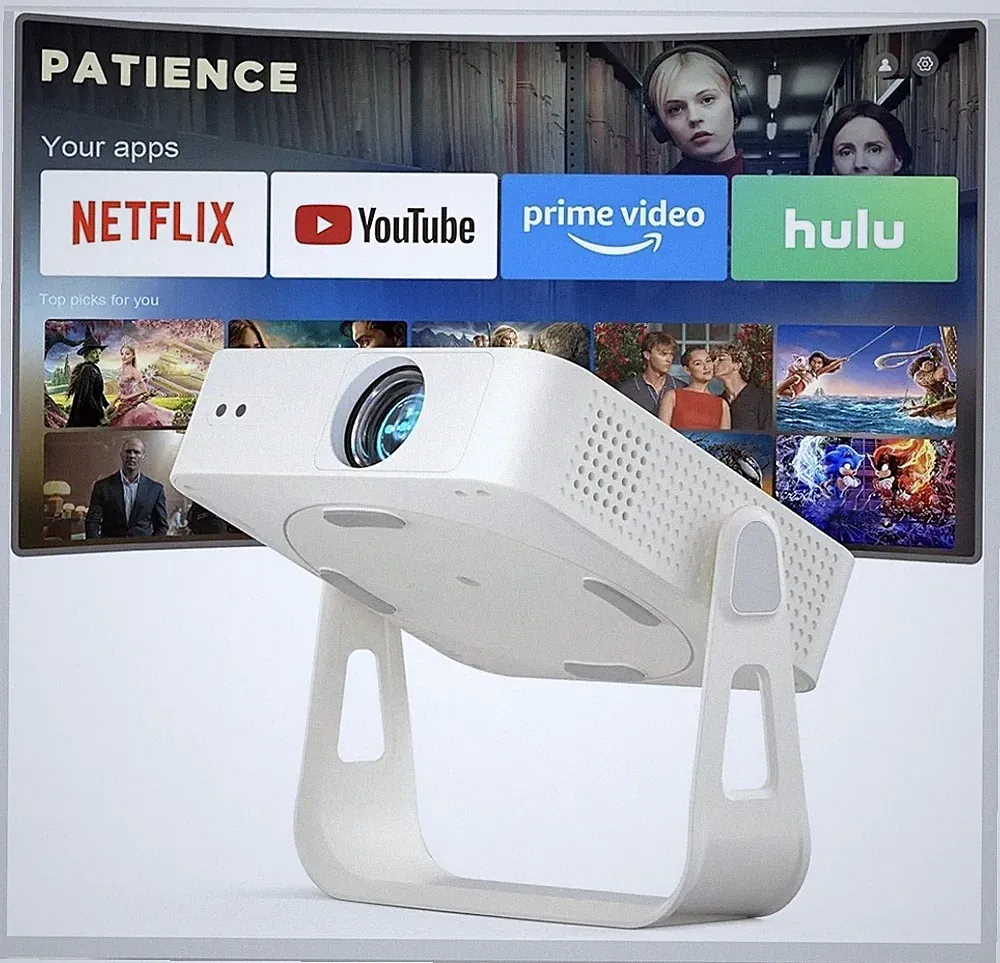 Smart Projektor 4K Unterstützung, WiFi & Bluetooth, Native 1080P Projektor 4K Unterstützung