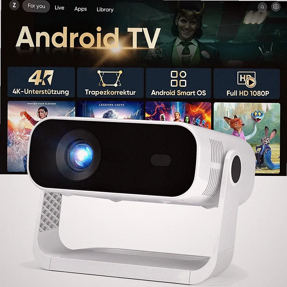 Smart Projektor Heimkino Android 14 HDMI WLAN Bluetooth 20000 Lumen