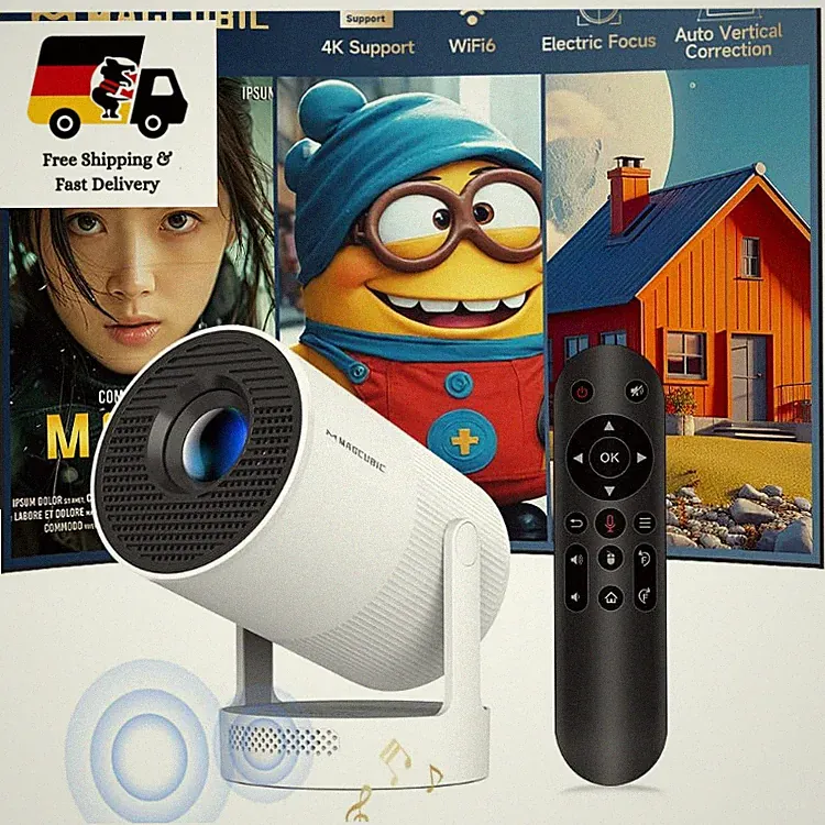 Smart Projektor WiFi 6 4K Mini Beamer 5W Lautsprecher 26