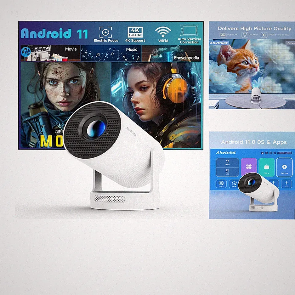 Smart Projektor WiFi 6 Bluetooth 5.4 4K Mini Beamer