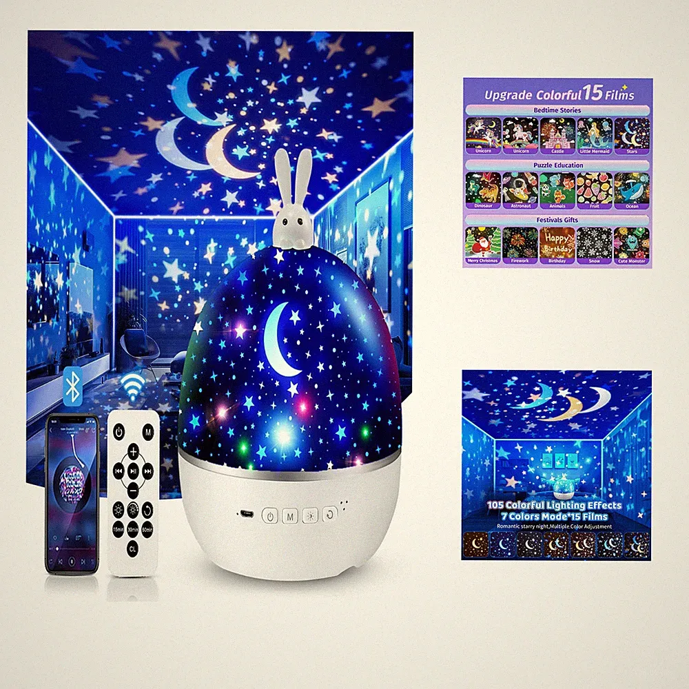 Starry Sky Projector Kinder mit 15 Filmen, Nachtlicht Kinderzimmer, Bluetooth