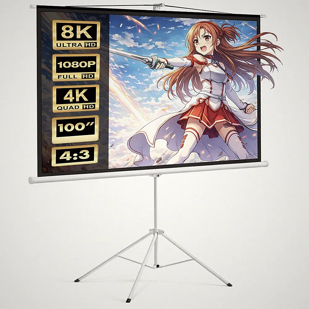 Stativleinwand Leinwand Beamer Projektionsleinwand Heimkino 100" 4:3 200 x 150cm