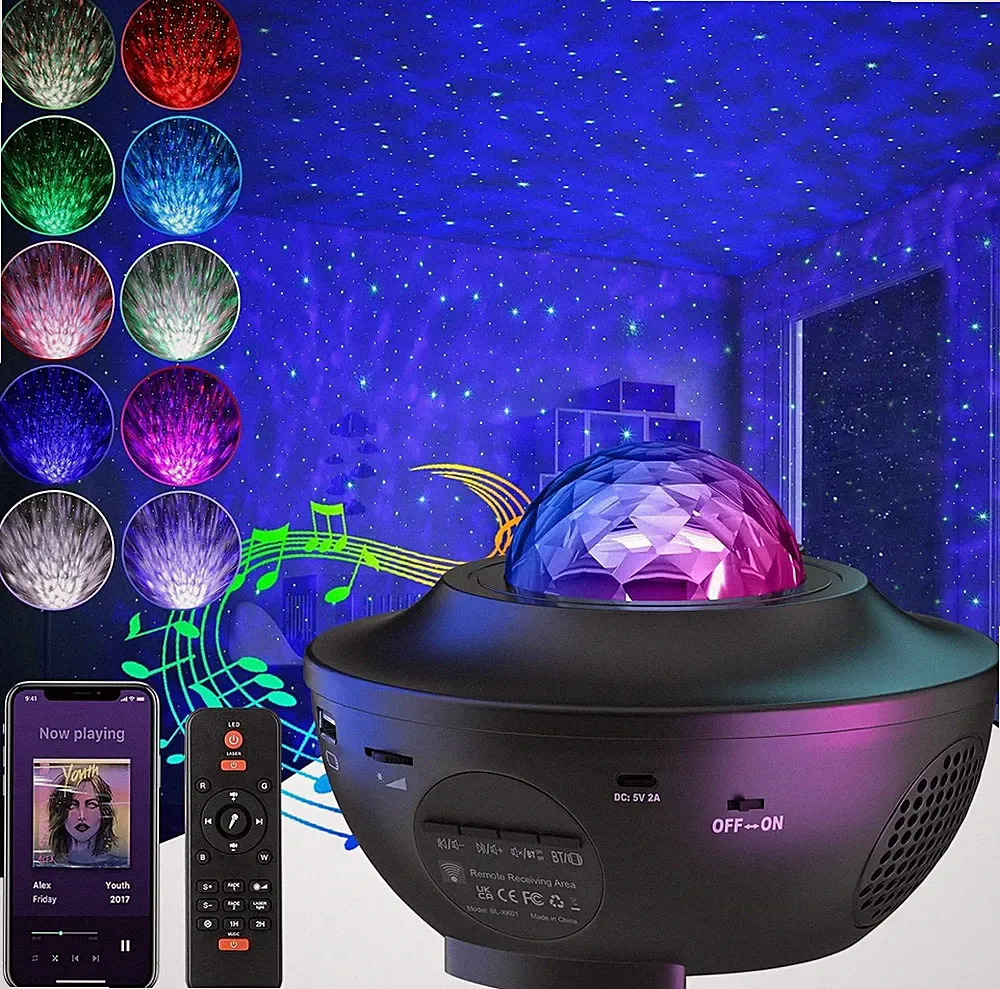 Sternenhimmel Projektor 4 Watt Schwarz 10 Farben Bluetooth Lautsprecher Set