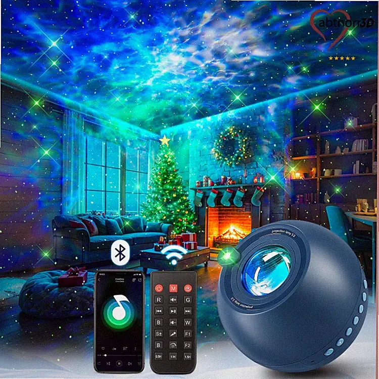 Sternenhimmel Projektor Blau, Nachtlicht Kinder mit 15 Farben, Bluetooth, 15
