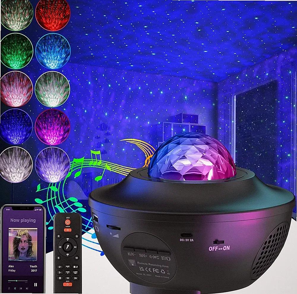 Sternenhimmel Projektor LED mit Bluetooth Lautsprecher Timer Nachtlicht Schwarz