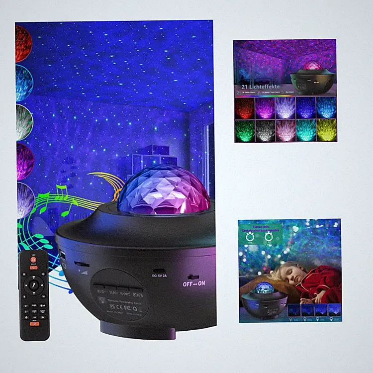 Sternenhimmel Projektor mit Bluetooth Lautsprecher Timer Fernbedienung 10 Farben