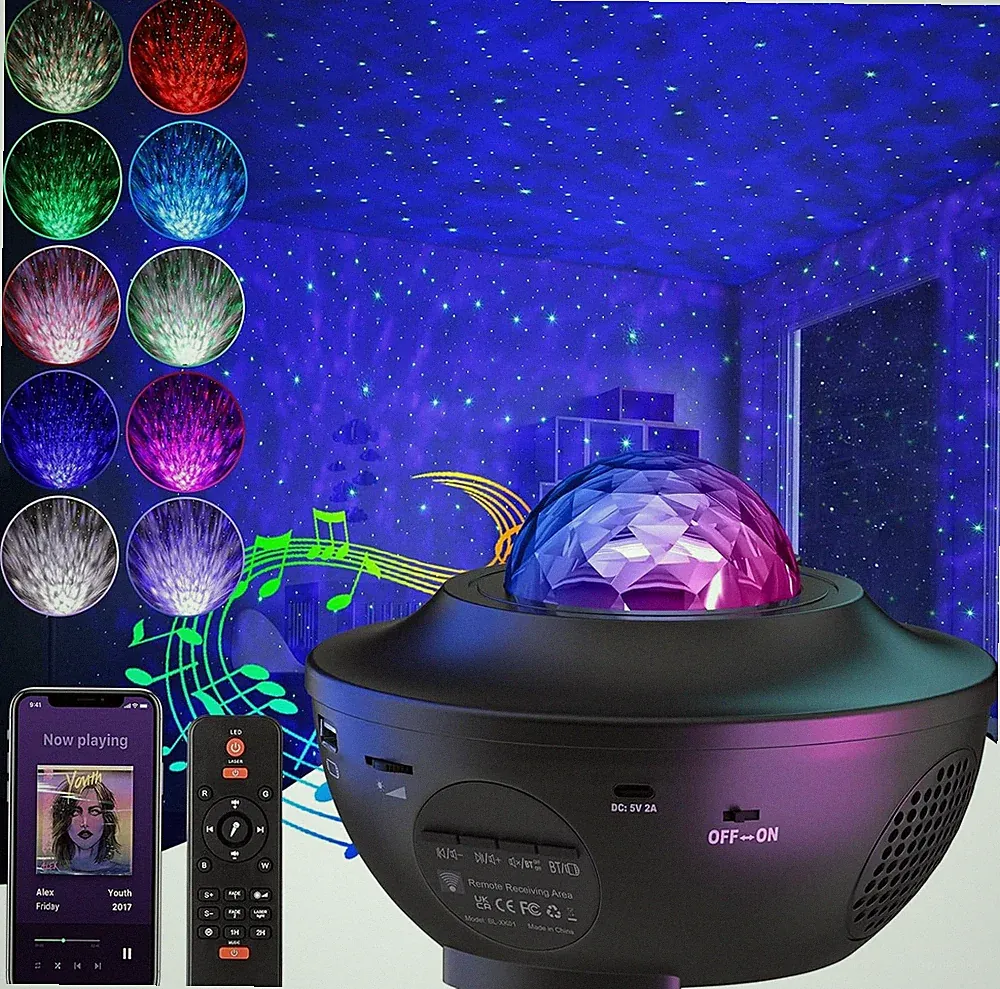 Sternenhimmel Projektor mit Bluetooth Lautsprecher Timer Starry Nachtlicht